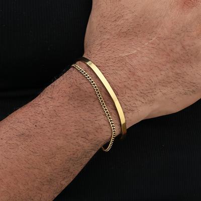 Bracelet Manchette Homme en Acier Inoxydable Couleur Or 4MM Ouverture Simple Bracelet Réglable Bracelet Pour Femmes Bijoux Hip Hop