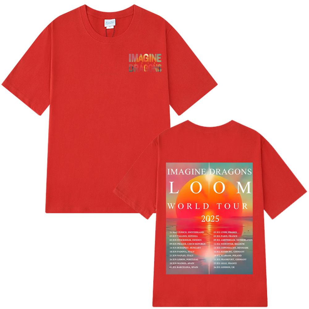 Imagine Dragons Band Loom Tour 2025 T-Shirt Men's Fashion Hip Hop Short Sleeve Oversized Soft Cotton Simple T Shirt Streetwear