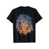 European Sizes Men'S Colorful Lion Head Graphic T-Shirt - with & Orange Lion Face Print, Lightweight Short Sleeve Round Neck Casual & Gym Wear
