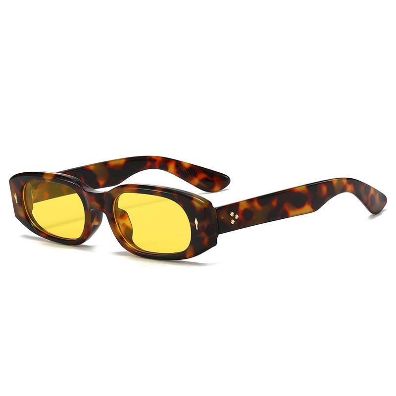 SO&EI Occhiali da Sole Rettangolari Piccoli alla Moda Donna Retro Colore Caramella Occhiali da Sole UV400 Uomo Di Tendenza Punk Borchie Occhiali da Sole