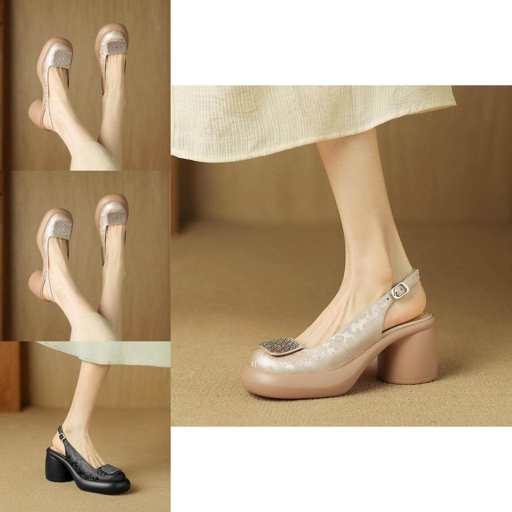 Summer Fashion Thick Heel Sandals For Women With Round Toe And Rubber Sole