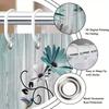 1 Kolibri Blumen Duschvorhang-Lebendige weiße und hellblaue Blumen mit schwarzen Ranken, 70x70 Zoll, Polyestergewebe