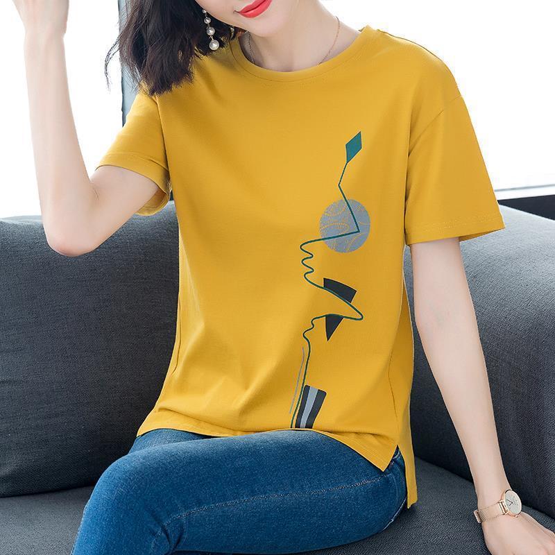 Long-sleeved t-shirt women's spring and autumn new large-size outerwear top printed autumn clothes bottoming shirt