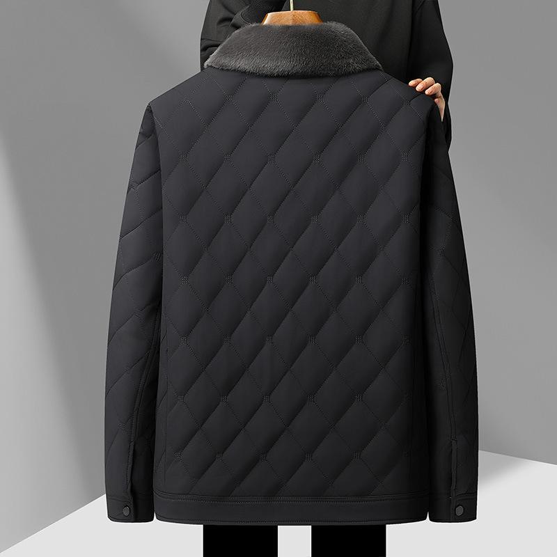 Men's Short Business Lapel Warm Casual Cotton Coat Middle-aged Men's Cotton-padded Jacket Dad Autumn and Winter Clothing
