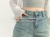 Teddy Denim Straight Vintage Distressed Medium Pants 568 2XL Light Women's Wide-Leg Pants, Fit, Finish, Hem, Weight, Spring/Autumn/Winter, (Size (30),