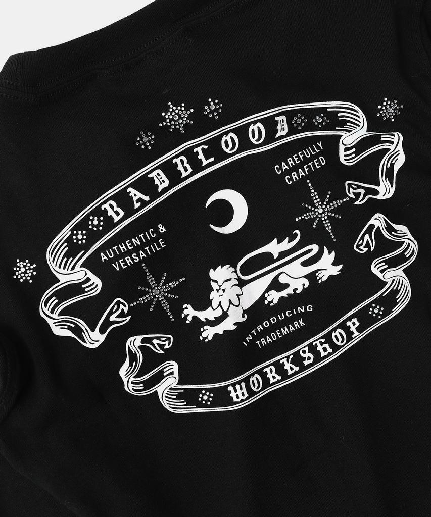 BADBLOOD Mystic Rhinestone Logo Jersey Slim Long Sleeve - Black