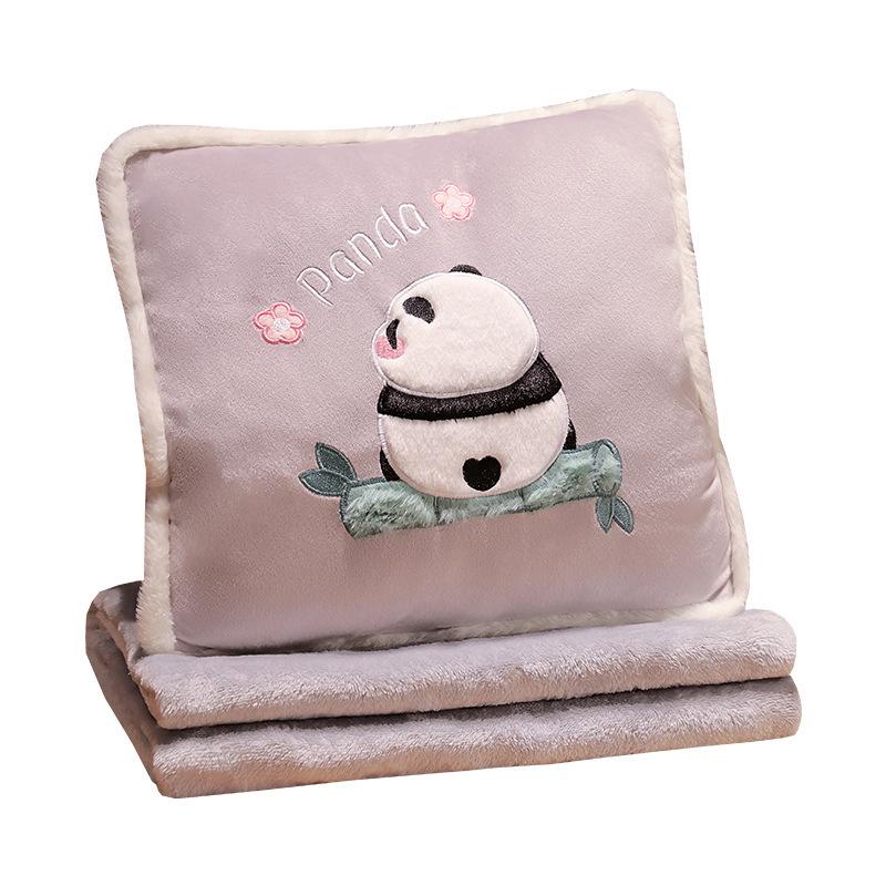 Cartoon Panda Throw Pillow Quilt Dual-Purpose Two-In-One Pillow Office Lunch Break Nap Blanket Car Throw Pillow Quilt