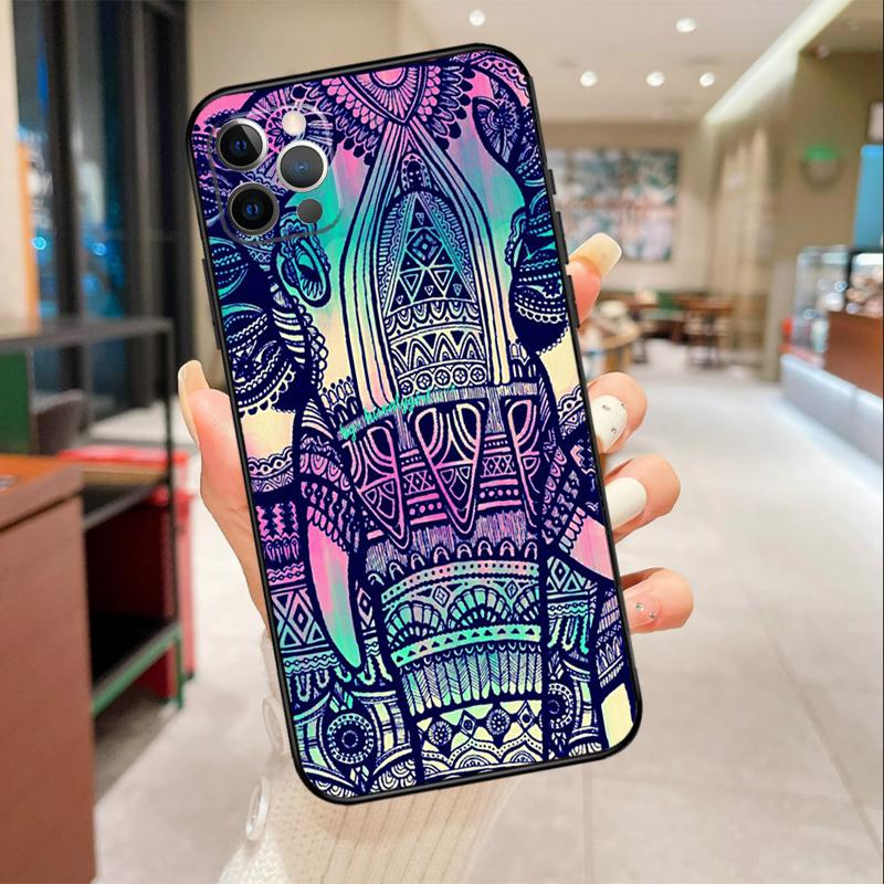 Elephant Mandala Aztec Phone Case For iPhone 16 15 14 11 12 13 17 Pro Max mini 15 Plus 16e 17 Air Protective Cover