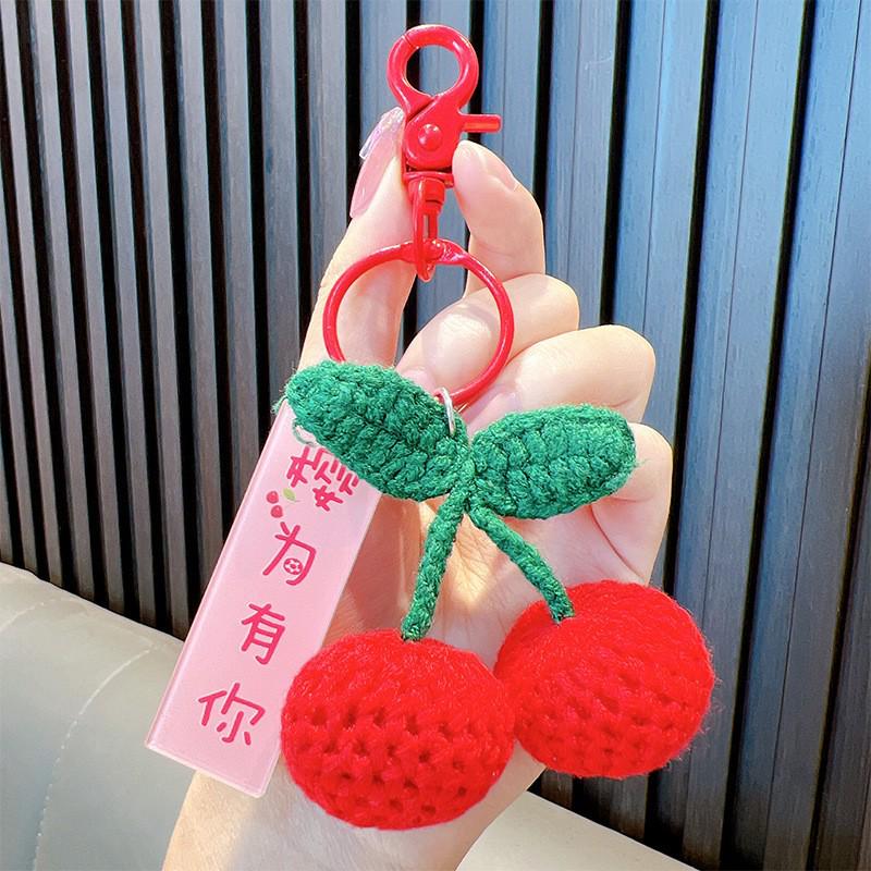 Hand-Woven Plush Persimmon Good Luck Keychain Pendant