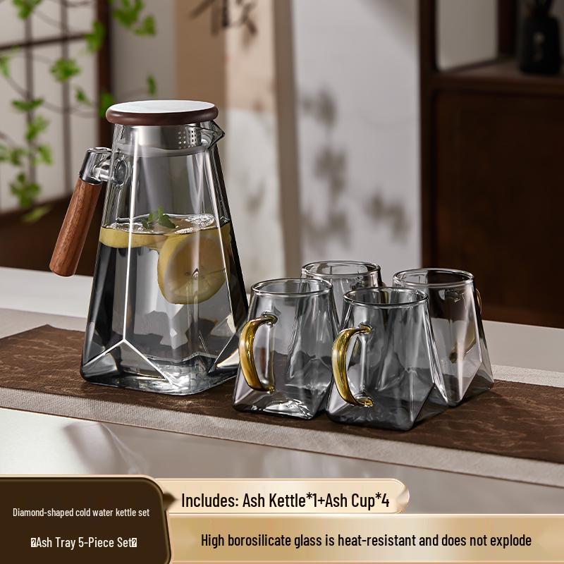 Yagang High-Temperature Resistant Glass Kettle Set for Tea, Living Room Cold Water Kettle Cup Set