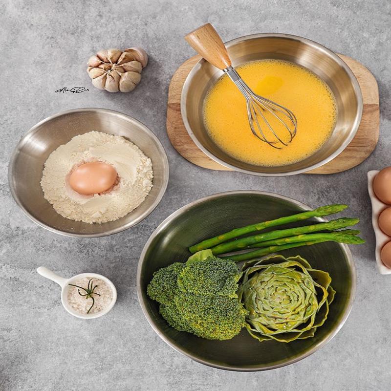 Stainless Steel Silver Salad Bowl Rice Noodles Lamian Noodles Bowl Kitchen Tableware Food Container