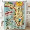 Vintage Florida Map Shower Curtain State Pride Decor for Bathroom Greetings From Sunshine State Gift Idea 36x72 Inch