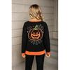 2026 Women's Plus Size Halloween Ghost Color Block Knit Pullover