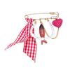 Creative Marine Themed Alloy Fish Love Checkered Ribbon Brooch Eye Catching Corsage Pin For Blouses Coats And Hats