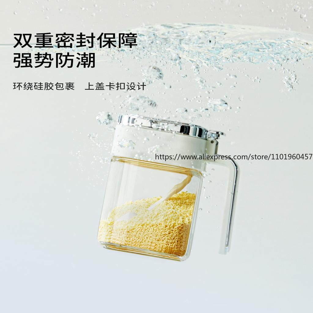 Lebensmittelechte luftdichte Gewürzbehälter Set Glas Gewürzgläser Salzstreuer für Küchenaufbewahrungsset mit schwarzem Pfefferbehälter