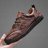 Luxury New Retro Fashion Men's Lace Up Leather Hand-sewn Thread Casual Shoes Designer Platform Walking Footwears Zapatos Hombre