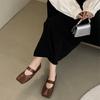 Do retro old money wind square head shallow mouth single shoes evening shoes ballet shoes with skirts Mary Jane women's shoes