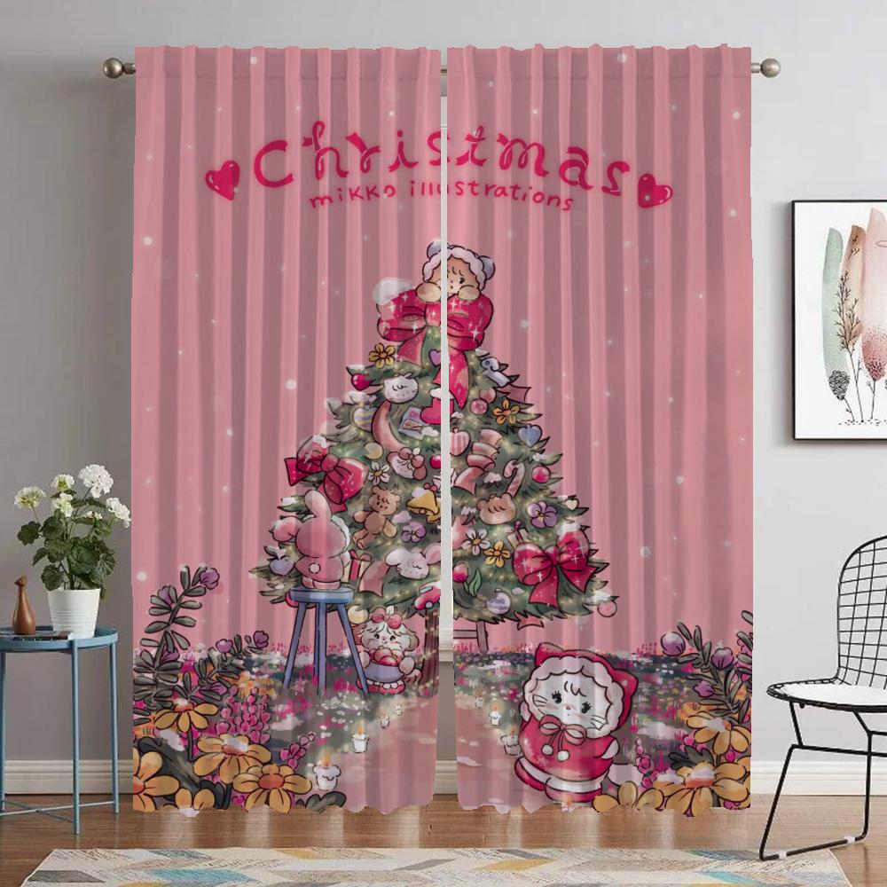 

Christmas Blackout Curtains 2 Pieces Living Room Curtain Halloween Decoration Partition Tulle for Bedroom Home Interior Curtains W50xH70cmx2pcs-CL