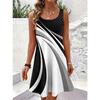 Robe d'été sans manches à col rond et imprimé géométrique pour femme - Coupe ample, douce et confortable - Grande taille