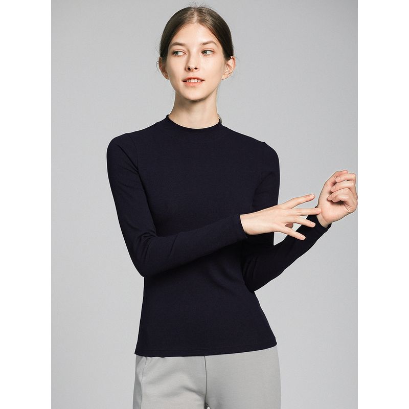 Half-High Collar Long Sleeves T-shirt Female 2025 Spring & Fall New Arrival Elegant Slim Looking Fashion All-Match Modal Bottoming Shirt Tops