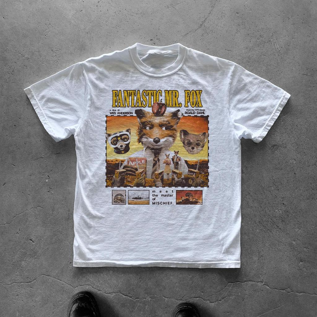Fantastic Mr Fox Wes Anderson Film Roald Dahl Mr Fox Wes Anderson Film Maglietta Magliette Film Maglietta Unisex Unisex Donna Tutte le Stagioni