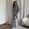 Knitted Off-the-shoulder Long-sleeved Dress, European, American Autumn and Winter New One-word Shoulder-wrapped Hip Knitted Dress for Women