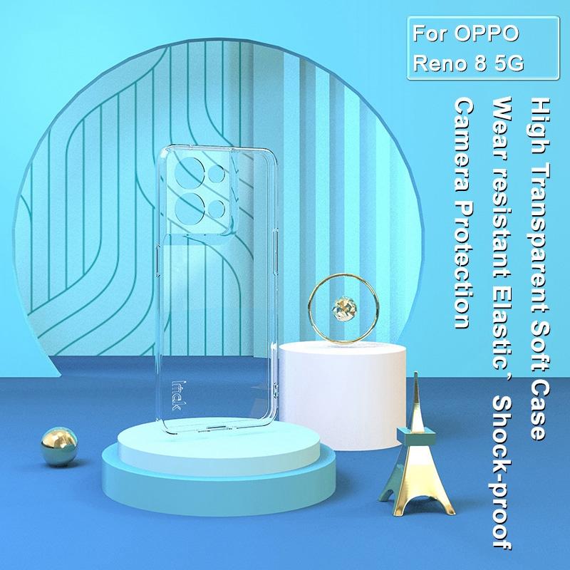 

IMAK UX-5 Series for Oppo Reno8 5G/Reno8 5G (Global Version) Button Protection Anti-wear Back Protector Case Transparent TPU Phone Protective Cover A