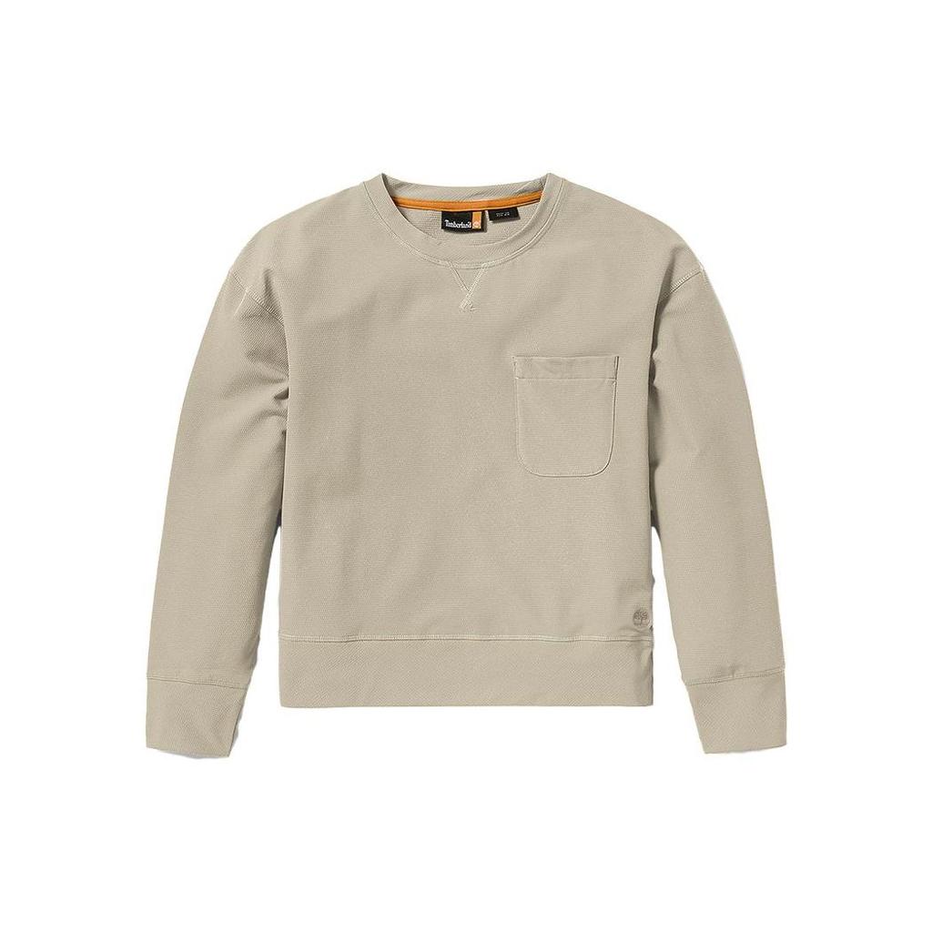 Timberland Solid Color Casual Loose Water-Resistant Fleece Crewneck Sweatshirt Women sweatshirt Sand A5X29-CY2