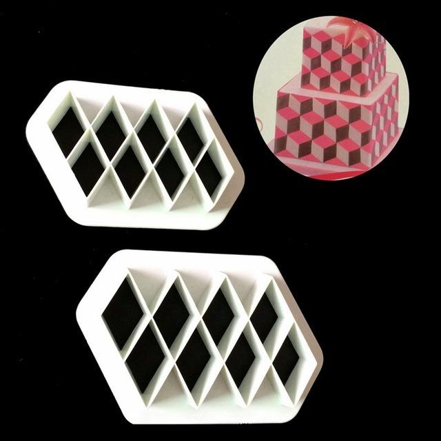 2ks Mřížkový Plastový Vykrajovátko na Fondán Forma na Dort Fondánové Košíčky Dekorace Nástroje SADA
