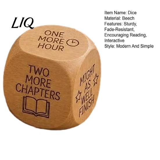 Engraved Wooden Reading Tool Decision Dice, 6-Sided Wood Quotes Prompt, Natural Gamified Accessory Charm, Fun Companion Book Lover Habit Dice