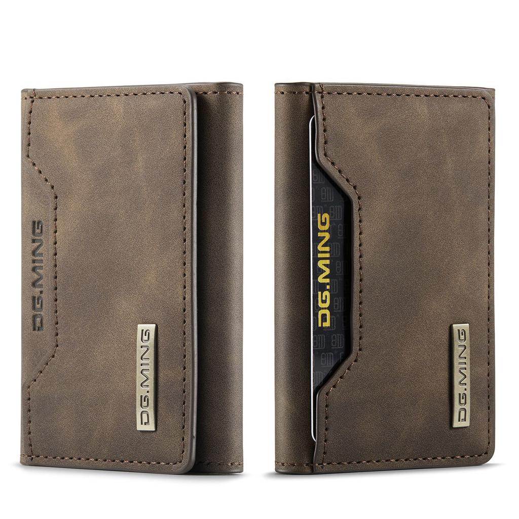 Tri-fold card bag, card cover, high-end retro PU card bag, leather case, multi-functional magnetic card bag