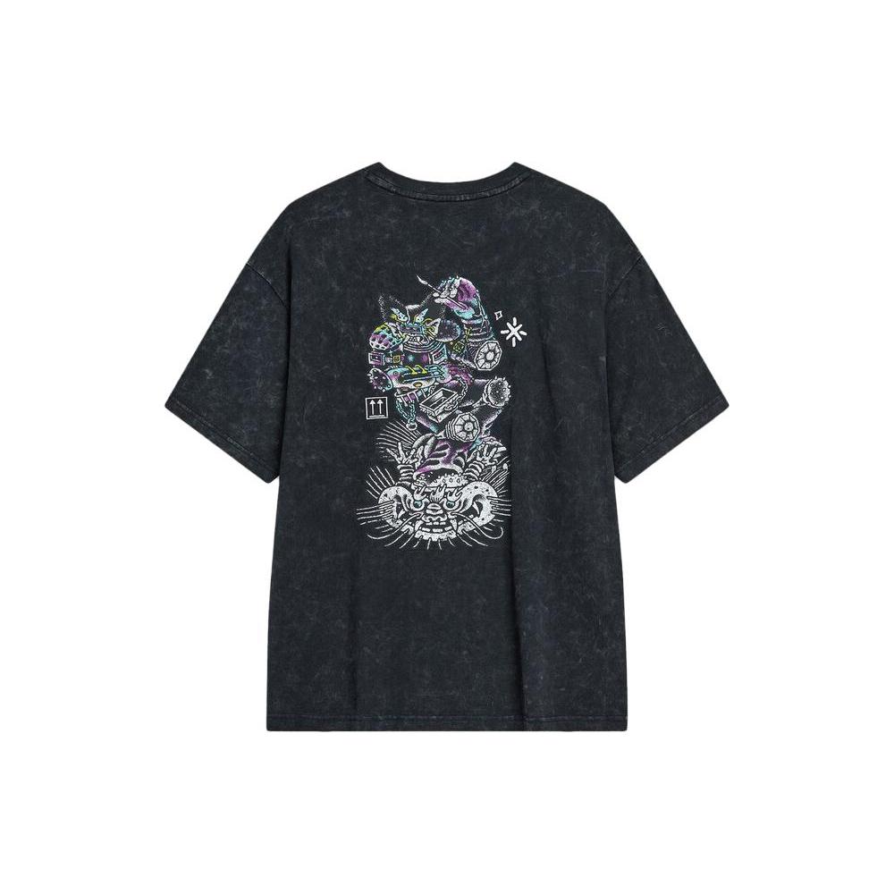 Li Ning T Shirts Unisex Black Crew Neck Moderate Straight Fit AHST941-4
