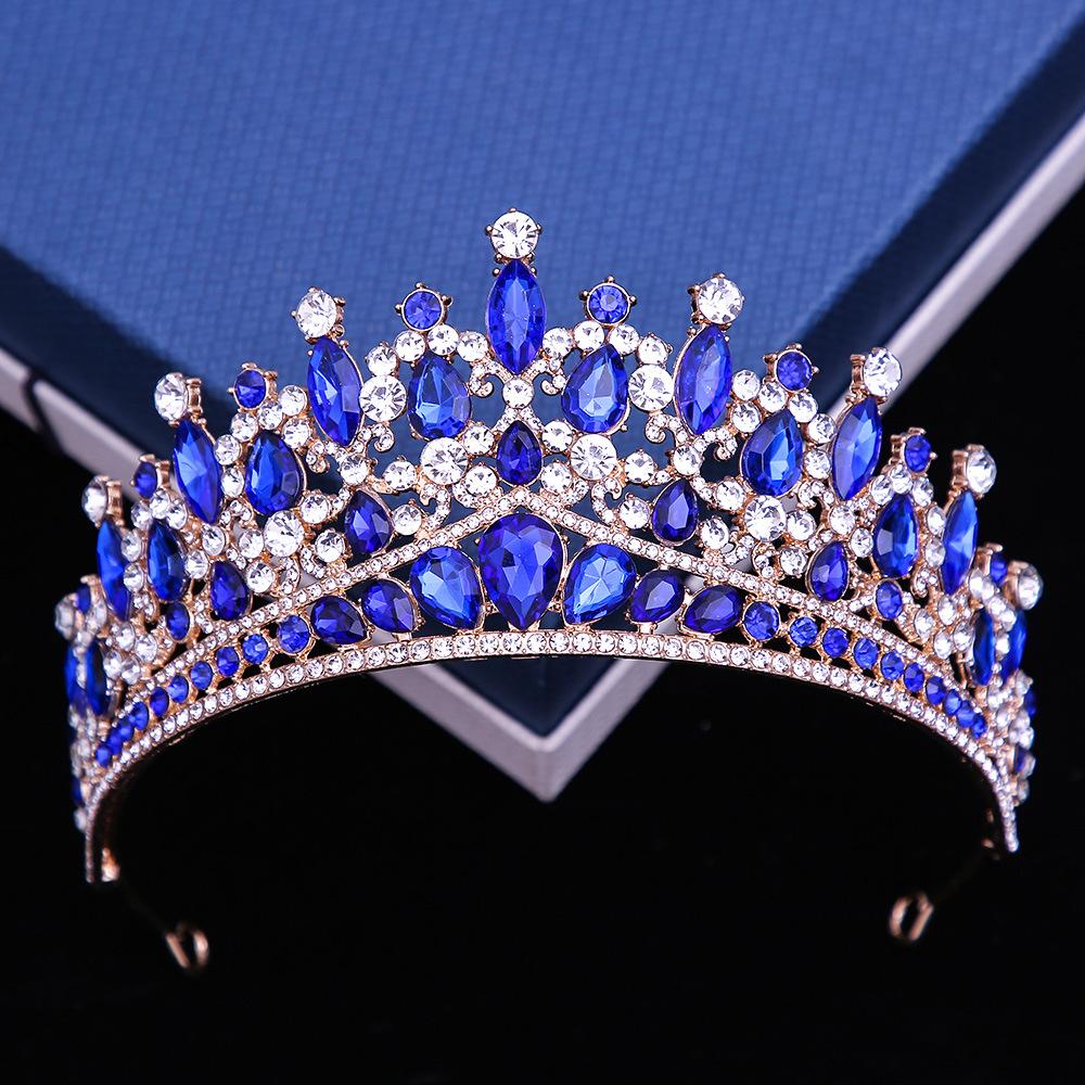 DIEZI 14 Colors Pink Green Blue Opal Crystal Tiara Crown Women Girls Wedding Elegant Luxury Princess Party Hair Dress Jewelry