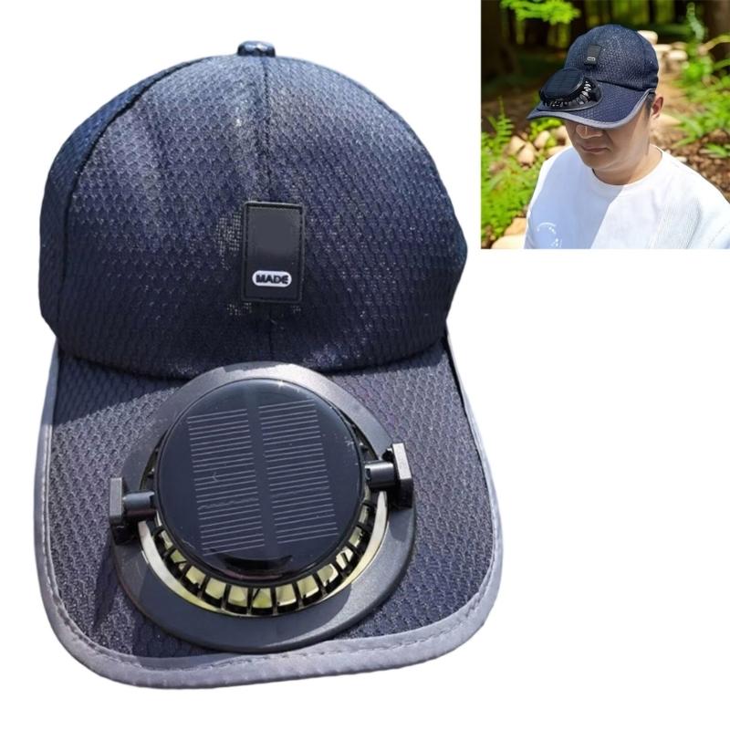 Solar Powered Cooling Fan Hat With USB Charging For Outdoor Activities 600mAh Rechargeable Adjustable Ventilated Sun Hat
