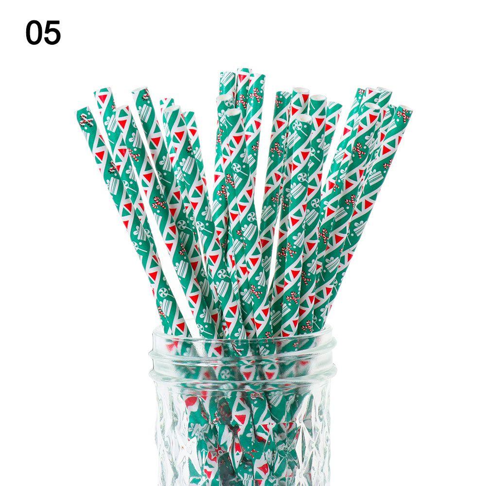 Party Supplies Snowflake Drinking Straw Disposable Christmas Decorations Christmas Paper Straws