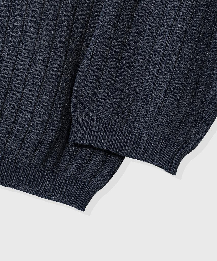KIIMUIR Washable Cool Touch Henley Neck Crop Knit_Navy