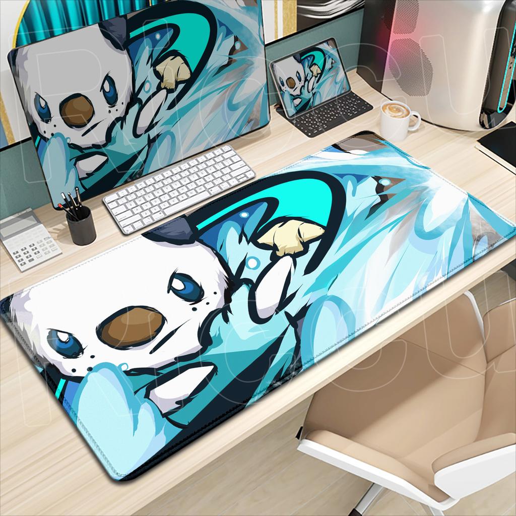 Grand Tapis de Souris pour Ordinateur Portable Gaming P-Pokemon Impression HD Tapis de Clavier en Caoutchouc Dessin Animé Mignon Oshawott 900x400mm Tapis de Souris