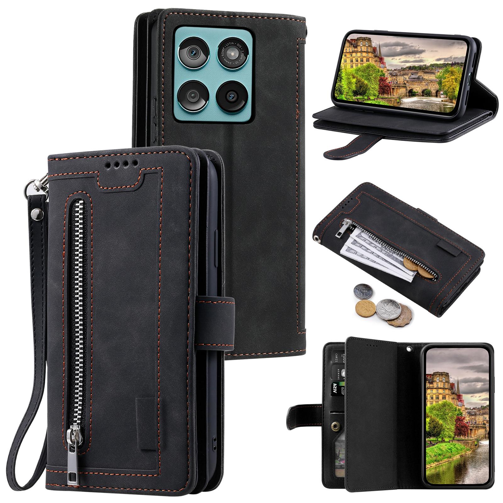 

Для Motorola Edge 60 5G/60 Fusion 5G Чохол Шкіряний чохол для телефону з гаманцем на блискавці 9 відділень для карток Black