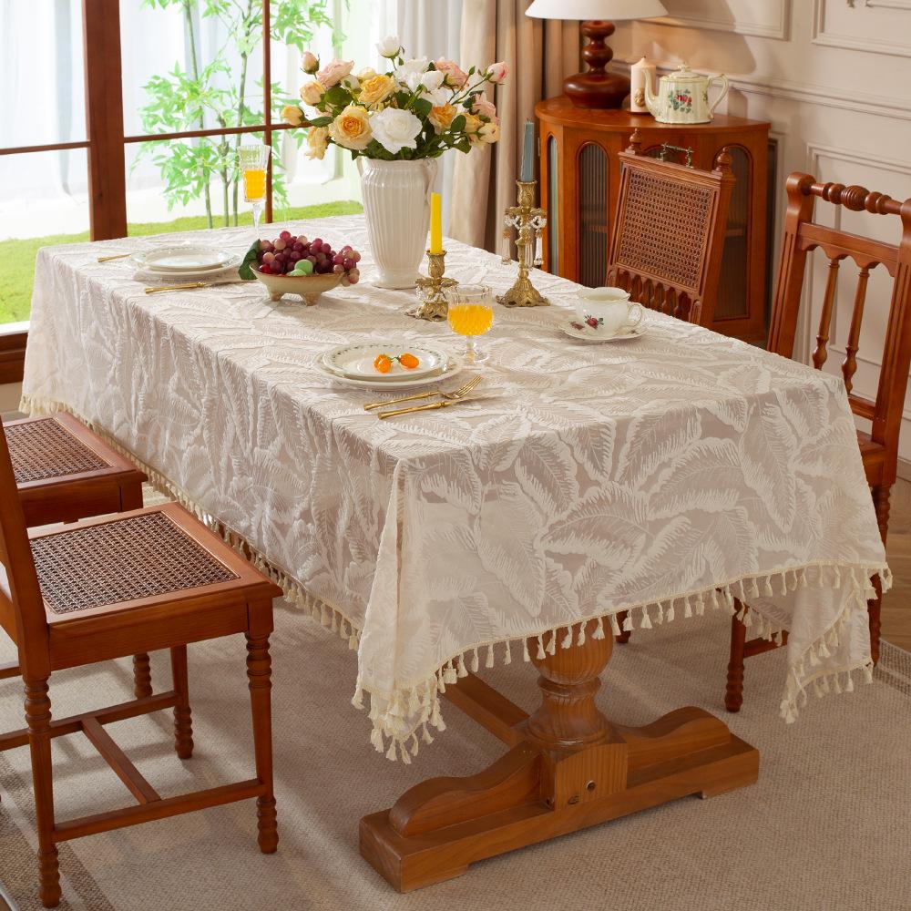 Yingchuang French Lace Tablecloth Relief Pattern Decoration Tv Cabinet Cover Cloth Restaurant B & B Hotel Fringed Table