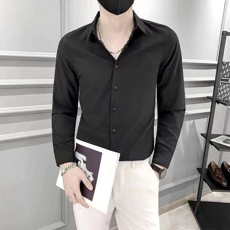 New Shirts Men's for Summer Casual Business Shirts for Slim Long-sleeved Inch Clothes