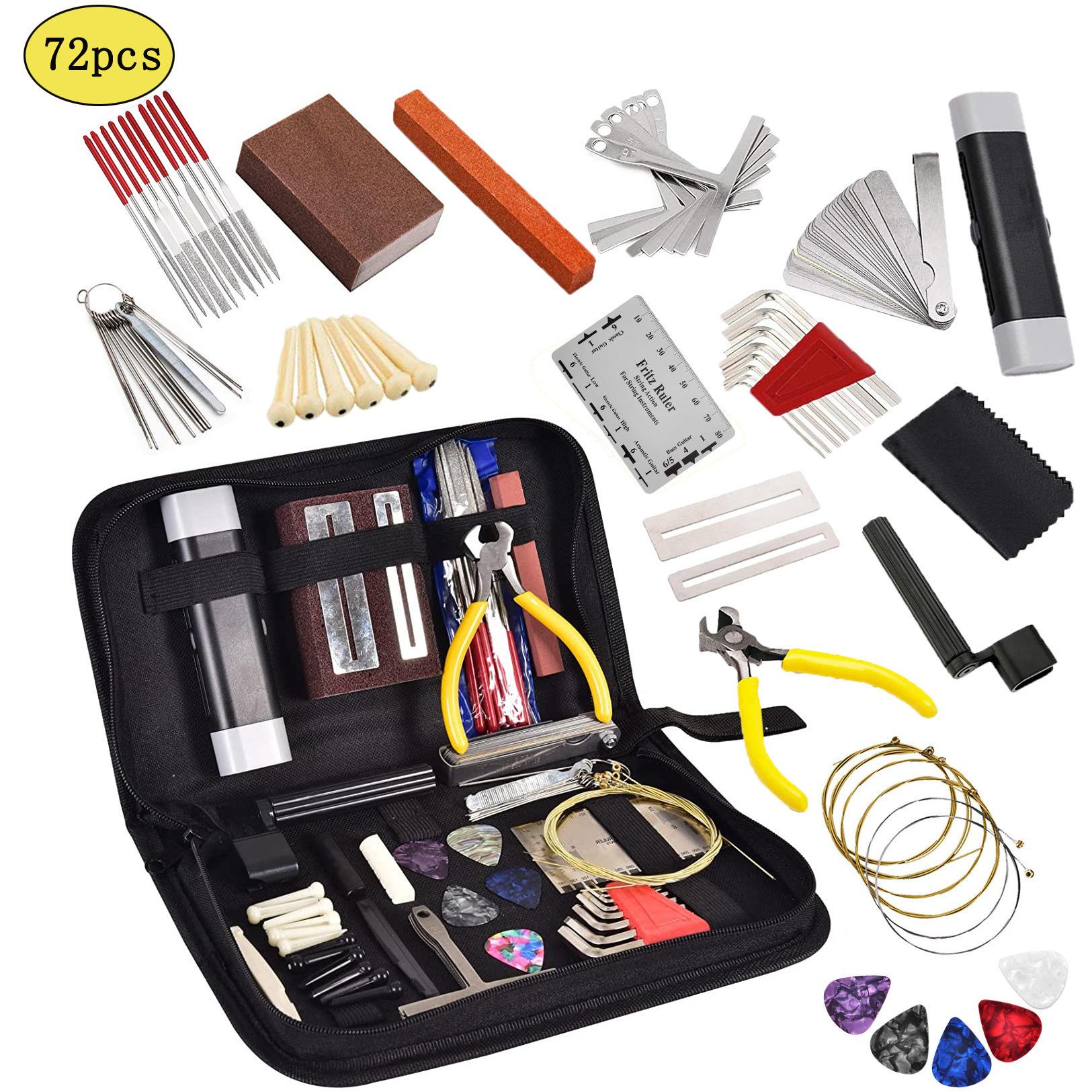 72-piece Complete Guitar Tool Kit Set: Guitar Repair & Maintenance Kit With Comprehensive Guitar Accessories чёрный
