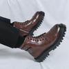 Martin boots spring and autumn breathable British style booster boots black zipper high top leather shoes locomotive boots