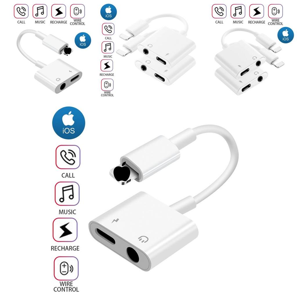 Iphone Headphone Adapter Charger 2 In 1 High-quality Tpe Wire Lightweight And Portable