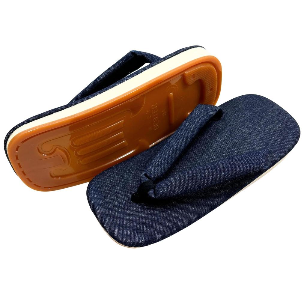 Edoten Shigi Geta Sandals, Made in Japan, Candy Sole, All Denim (Black Lining), Size LL