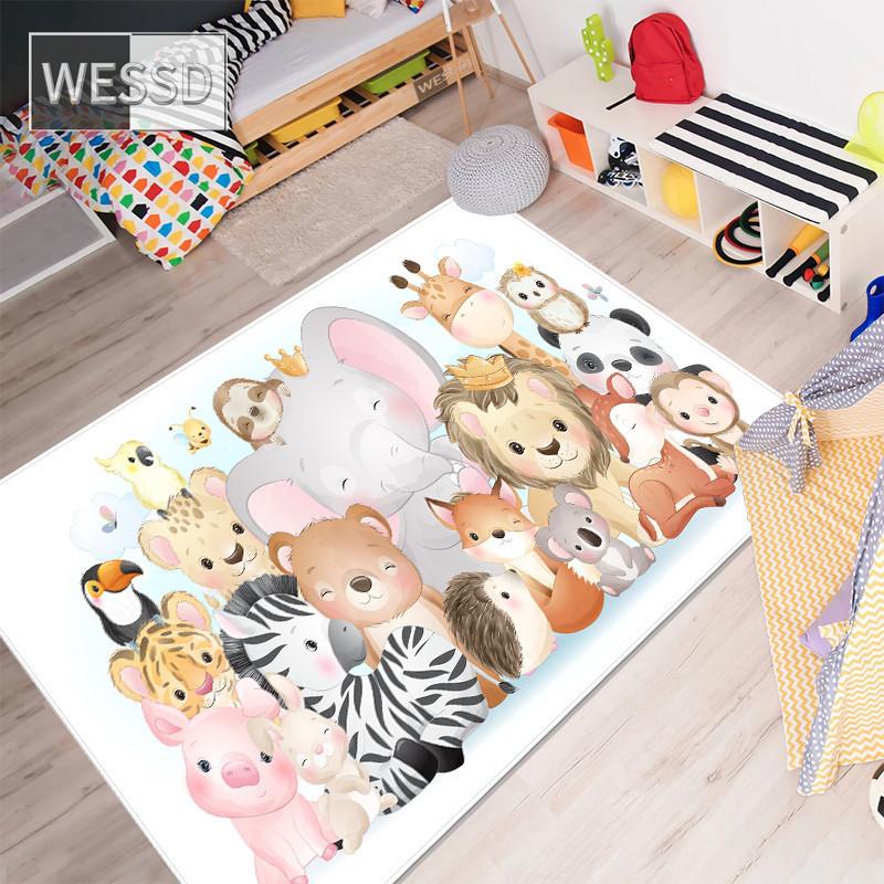 

Ковер в скандинавском стиле, мультяшный ковер с животными для спальни, прикроватный коврик, милый игровой ковер, большой мягкий моющийся 40x60cm 1pcs