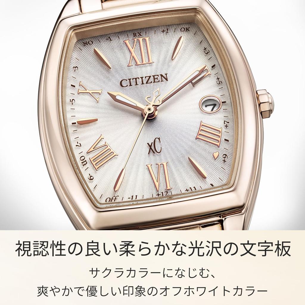 xC Waterproof Business Sakura Made in Japan [CITIZEN] ES9395-53A Radio-Controlled Tonneau-Shaped Women's Watch, Watch, Gift, Color, White,