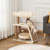 Cat Tree Tower, with Scratching Posts, Pad, Bed, Perch, Toy Ball - Light Brown