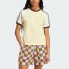 Adidas Originals 80s Colorblock Stripe Sports Short Sleeve Tee Women Tops Yellow JD5762