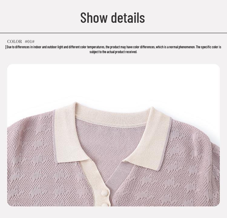 Summer Knit Lapel Ice Silk Top - Short-Sleeve T-Shirt for Middle-Aged & Elderly Women