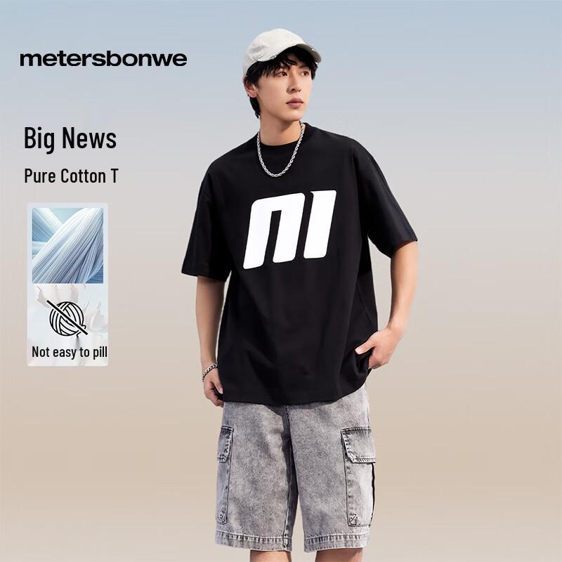 M-TEEN Unisex Heavyweight Cotton Letter Print Short-Sleeve T-Shirt M